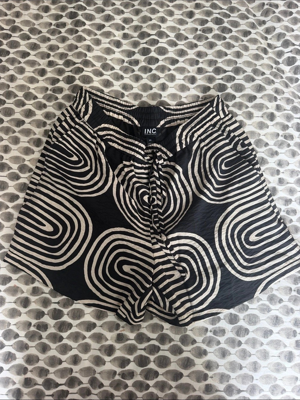 INC Geometric High Waist Shorts in Black & White
